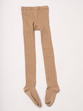 Little Stocking Co. Warm Thick Cable Knit Oat Beige Tights 7-8 Years Like New